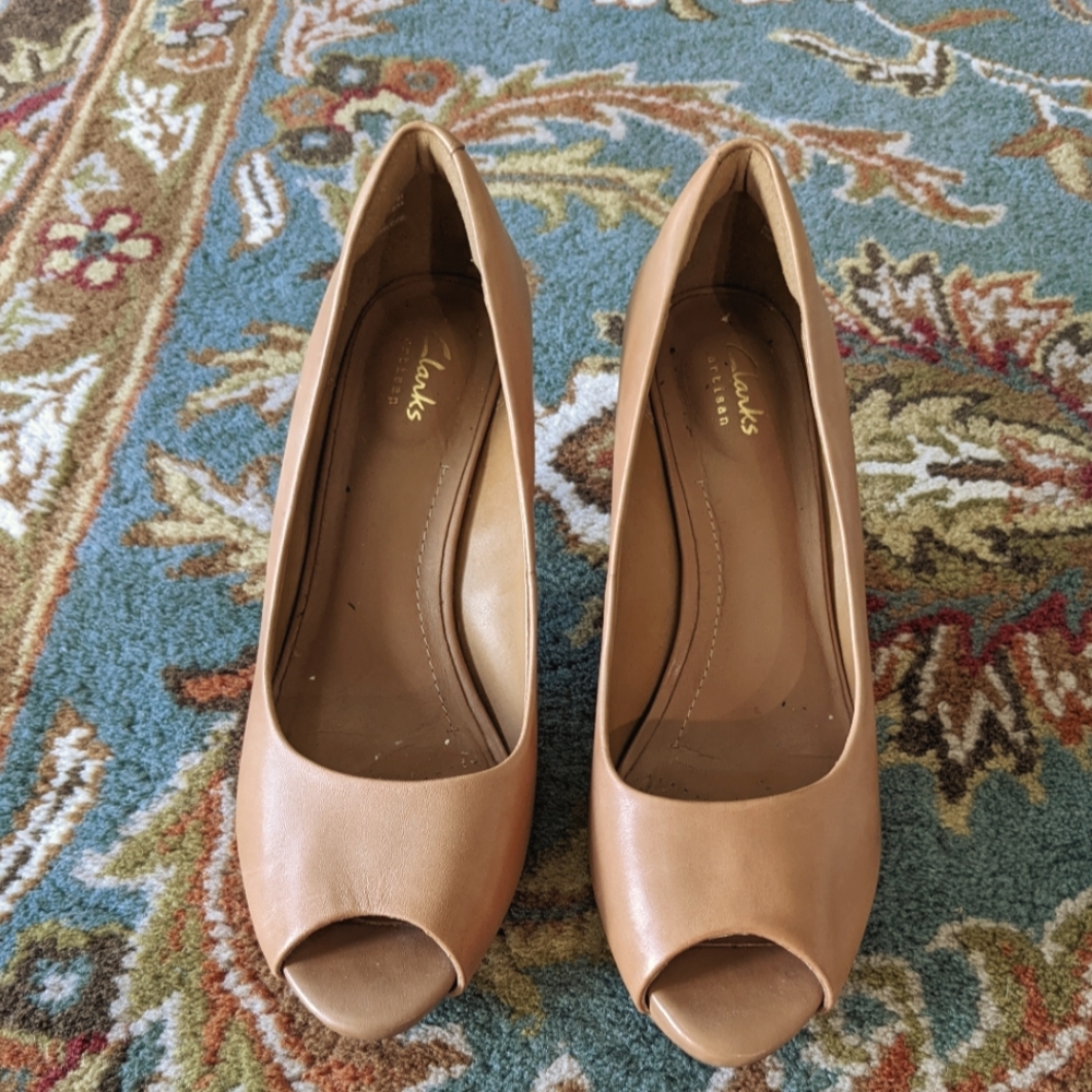 Clarks | artisan leather peeptoe heels